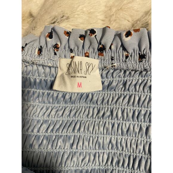 Milkmaid cottagecore floral print sleeveless smocked dress/ long top size medium - Picture 4 of 9